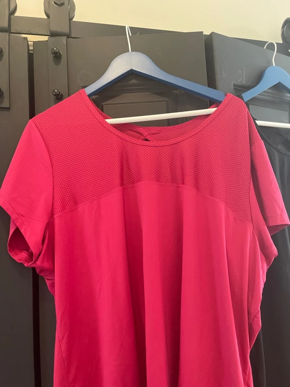 Reebok Short-Sleeve Scoop Neck Tops in Hot Pink and Black - Picture 3 of 12